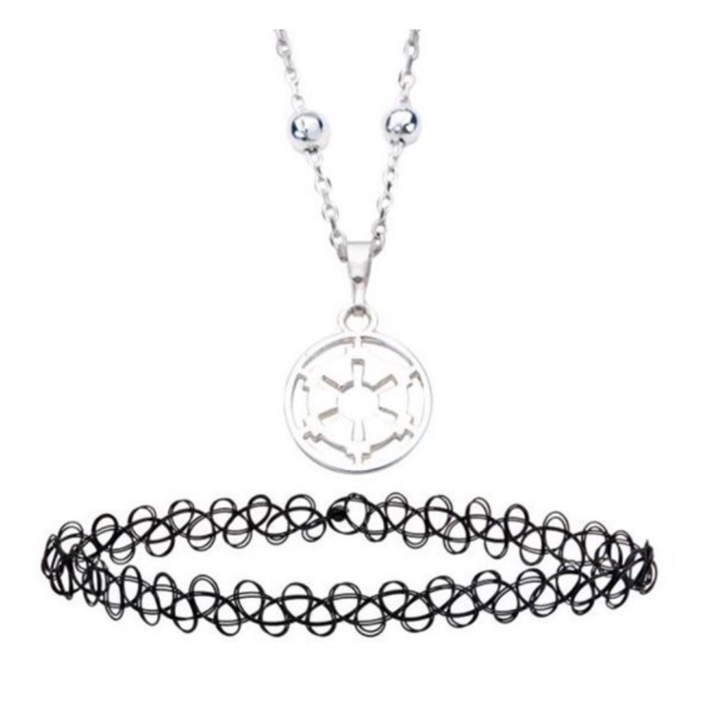 𝅺STAR Wars Girl’s Imperial Symbol Pendant with Black Chocker Necklace Set